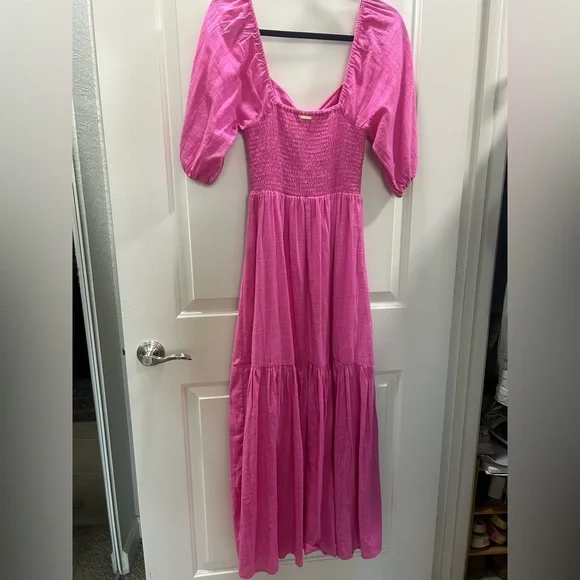 Billabong Hot Pink Puff Sleeve Maxi Dress - Picture 5 of 9